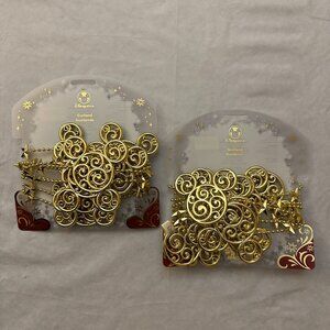 2 packs of Disney Store, 8' Gold Mickey Mouse Head Christmas Tree Garland